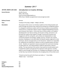 Introduction to Creative Writing
