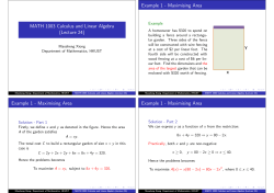 MATH 1003 Calculus and Linear Algebra (Lecture 24) Example 1