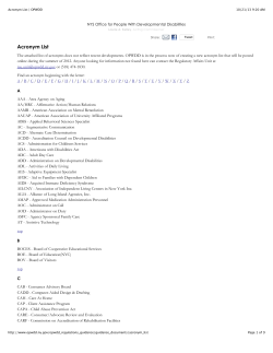 Acronym List | OPWDD
