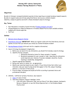 Nursing 620&mdash;Library Instruction Advance Nursing