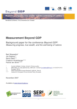 Measurement Beyond GDP