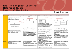 English Language Learners` Reference Guide Past Tenses