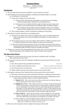 Sermon Notes - Second Congregational Church of Winsted
