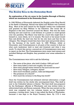 The Bexley area in the Domesday Book