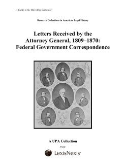 Letters Received by the Attorney General, 1809&ndash;1870
