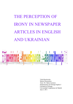 the perception of irony in newspaper articles in english and ukrainian