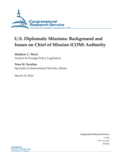 US Diplomatic Missions: Background and Issues on Chief of Mission