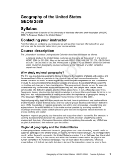 Geography of the United States GEOG 2580 Syllabus