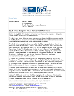 Press Notice South African Delegation visit to the B20 Health