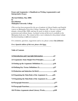 Essays and Arguments: A Handbook on Writing