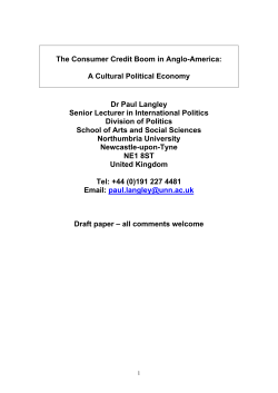 Disciplined Hedonism: Cultures of Consumer Credit