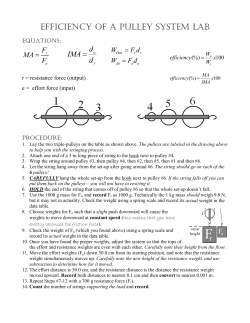 EFFICIENCY OF A PULLEY SYSTEM LAB