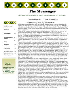 Messenger &mdash; April-May-June 2017 - St. Matthew`s Church Glendale