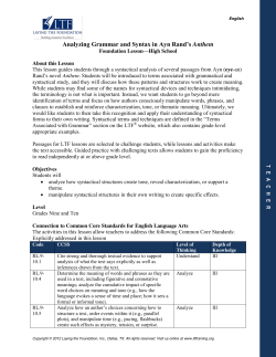 Analyzing Grammar and Syntax in Ayn Rand`s Anthem