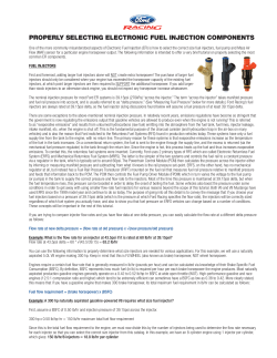 properly selecting electronic fuel injection components