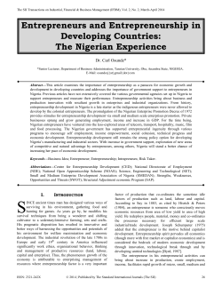 Entrepreneurs and Entrepreneurship in Developing Countries: The