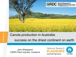 Canola production in Australia: success on the driest continent on