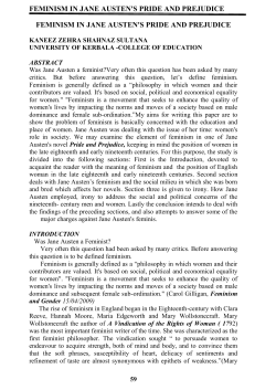 feminism in jane austen`s pride and prejudice
