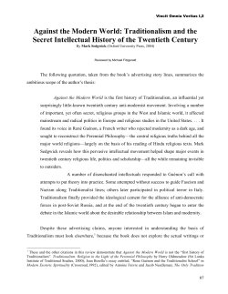 Against the Modern World: Traditionalism and the Secret Intellectual