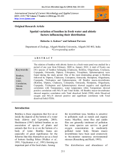 Spatial variation of benthos in fresh water and abiotic factors