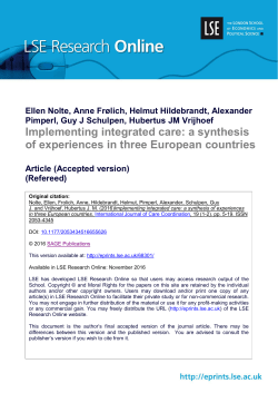 Implementing integrated care: a synthesis of experiences in three