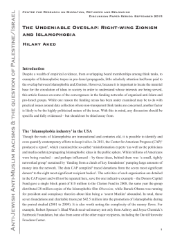 Hilary Aked, `The Undeniable Overlap: Right-wing Zionism