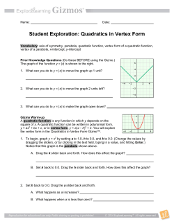 Quadratics in Vertex Form