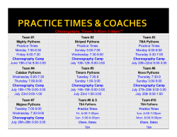 Choreography Times: 9:00am-3:00pm