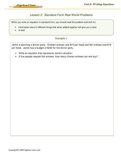 Lesson 3: Standard Form Real World Problems Example 1