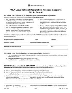 Form #1, FMLA Leave Notice of Designation, Request, and Approval