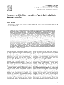 Occurrence and life history correlates of vocal duetting in North