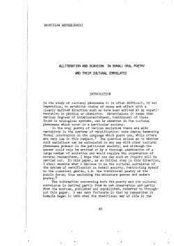 Alliteration and scansion in Somali oral poetry and their cultural