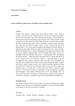 University of Auckland Sean Sturm From Aristotle to crime scene: a