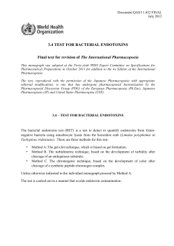 3.4 TEST FOR BACTERIAL ENDOTOXINS Final text for revision of