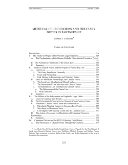 medieval church norms and fiduciary duties in partnership