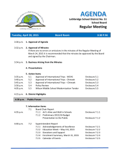 2015-04-28 Board Meeting Agenda - Lethbridge School District No. 51