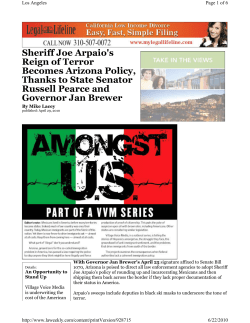 Sheriff Joe Arpaio`s Reign of Terror Becomes Arizona Policy, Thanks