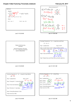 Chapter 5.6(b) Factoring Trinomials.notebook