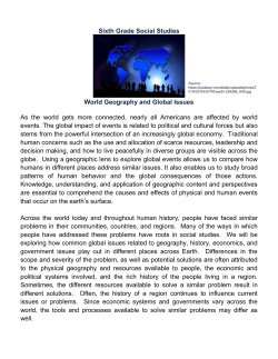 Sixth Grade Social Studies World Geography and Global Issues As