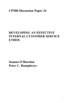 Developing an Effective Internal Customer Service Ethos