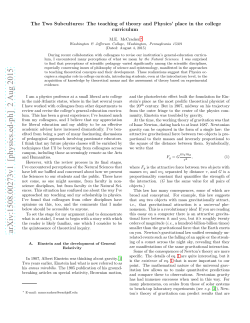 The Two Subcultures: The teaching of theory and Physics` place in