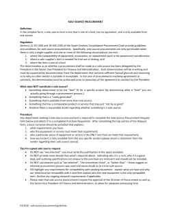 SOLE SOURCE PROCUREMENT Definition In the simplest form, a