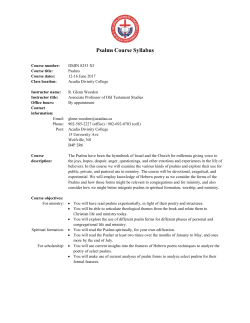 Psalms Course Syllabus - Acadia Divinity College