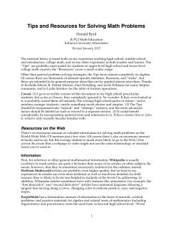 Tips and Resources for Solving Math Problems