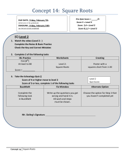 Concept 14: Square Roots