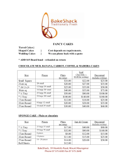 Specialty Cake Price List page 1