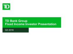 TD Bank Group Fixed Income Investor Presentation