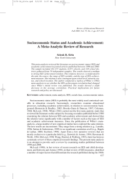 Socioeconomic Status and Academic Achievement