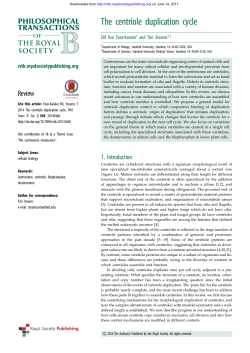 The centriole duplication cycle - Philosophical Transactions of the