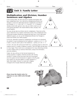 Unit 3: Family Letter - Everyday Mathematics